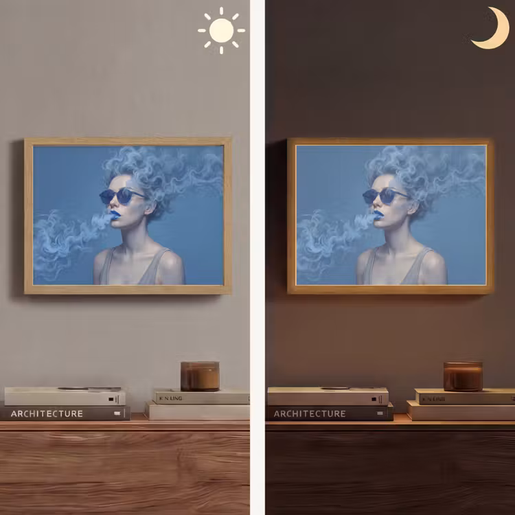 Lightbox - Wandlamp - Portret - Zonnebril - Rook - Abstract - Blauw — 6