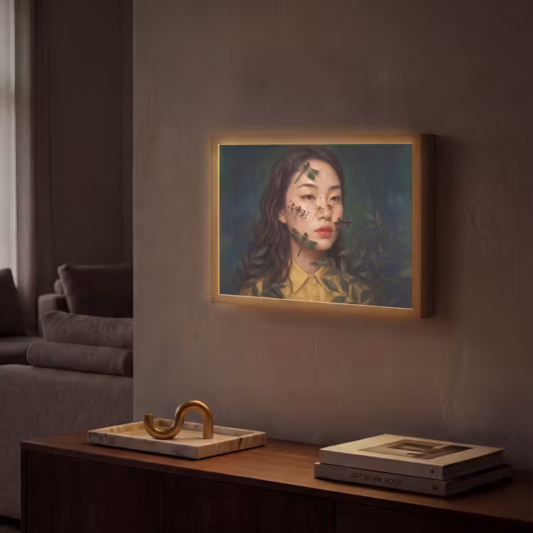 Lightbox - Wandlamp - Vrouw - Insecten - Natuur - Portret - Groen — 2