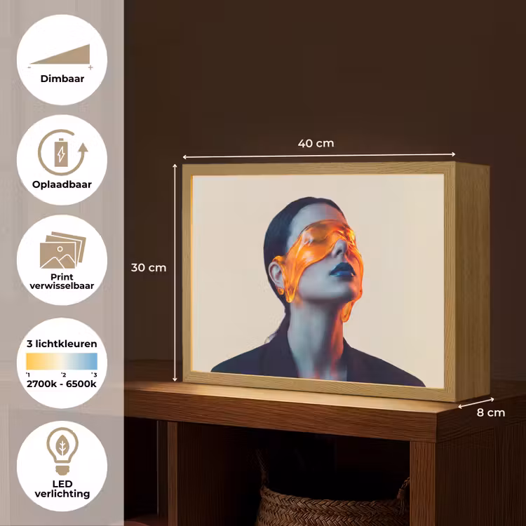 Lightbox - Wandlamp - Vrouw - Oranje - Abstract - Modern - Kleurrijk — 10