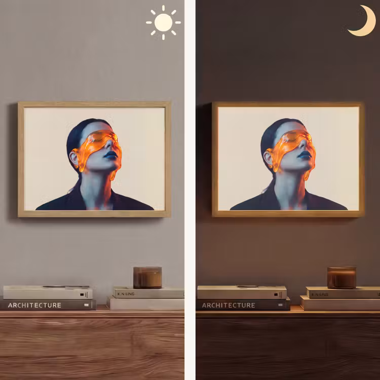 Lightbox - Wandlamp - Vrouw - Oranje - Abstract - Modern - Kleurrijk — 6