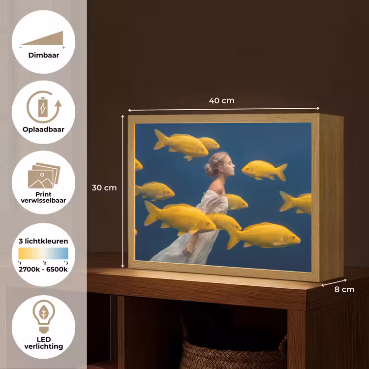 Lightbox - Wandlamp - Vrouw - Vis - Water - Natuur - Geel — 10
