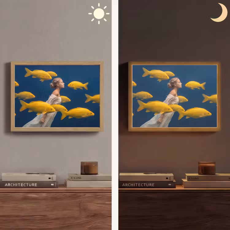 Lightbox - Wandlamp - Vrouw - Vis - Water - Natuur - Geel — 6