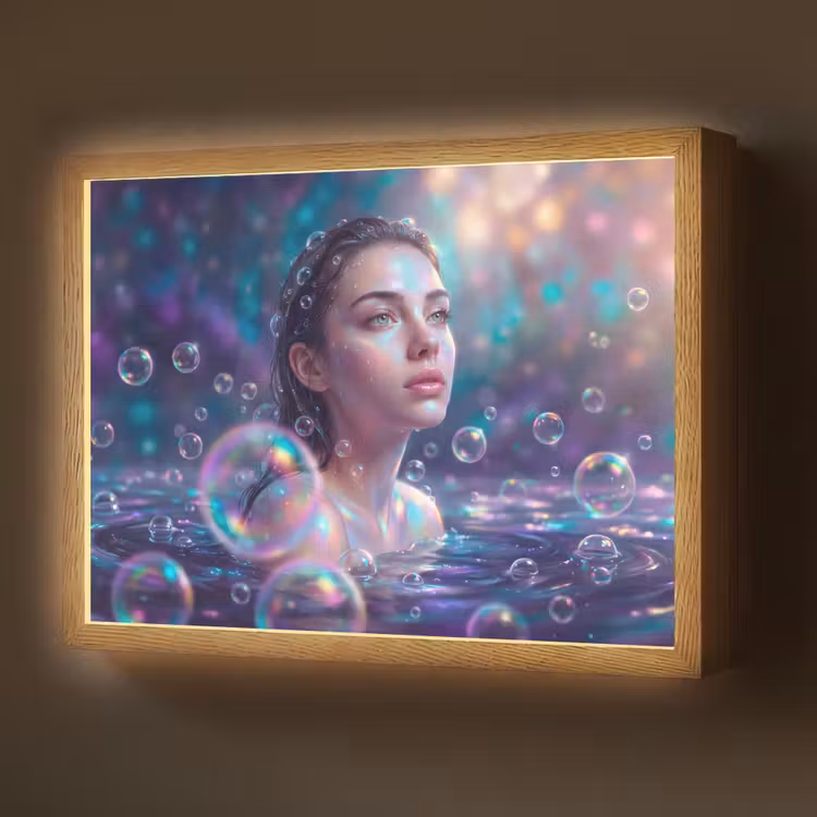 Lightbox - Wandlamp - Vrouw - Water - Portret - Kleurrijk - Modern — 1