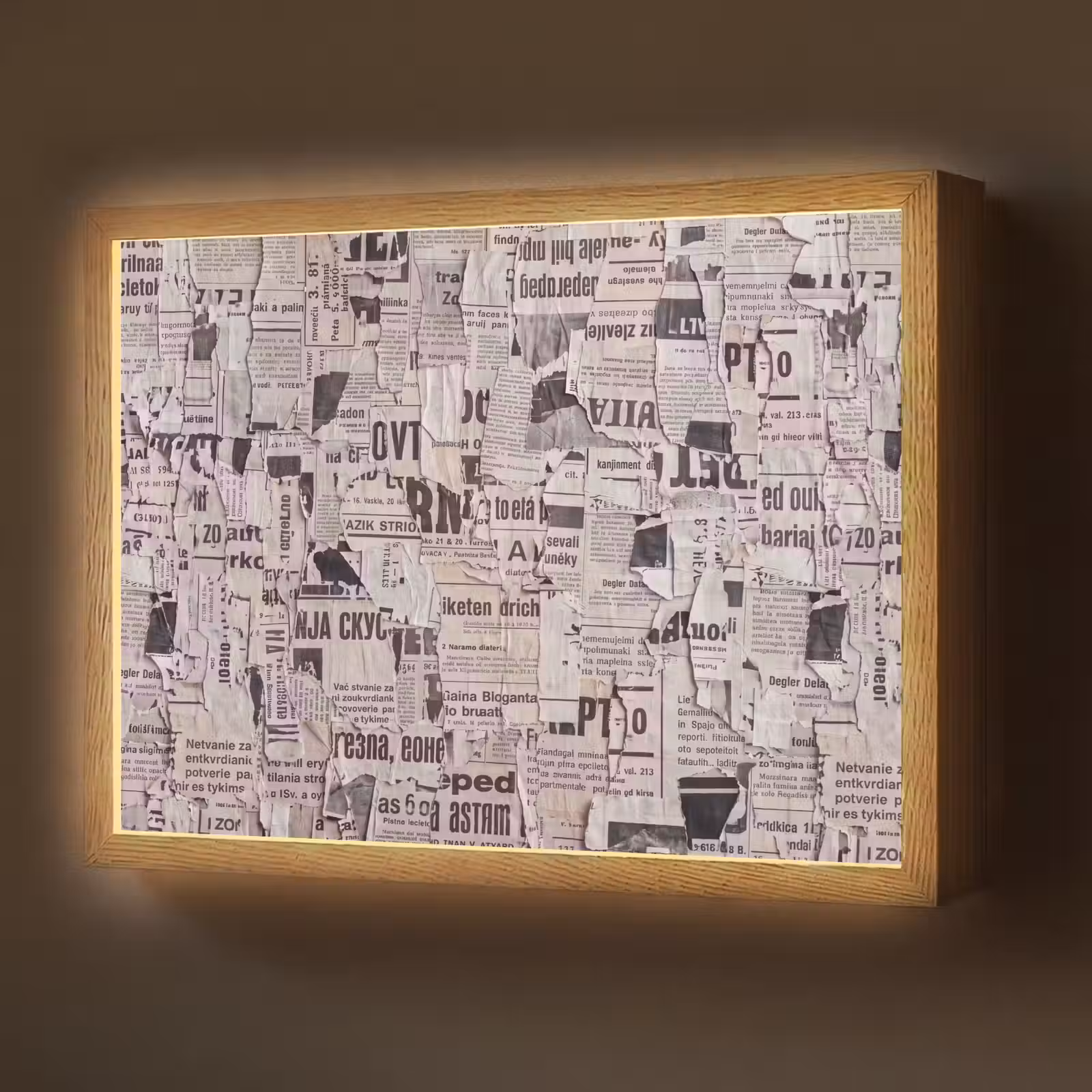 Lightbox - Wandlamp - Krant - Gescheurd - Textuur - Abstract - Zwart-wit — 1
