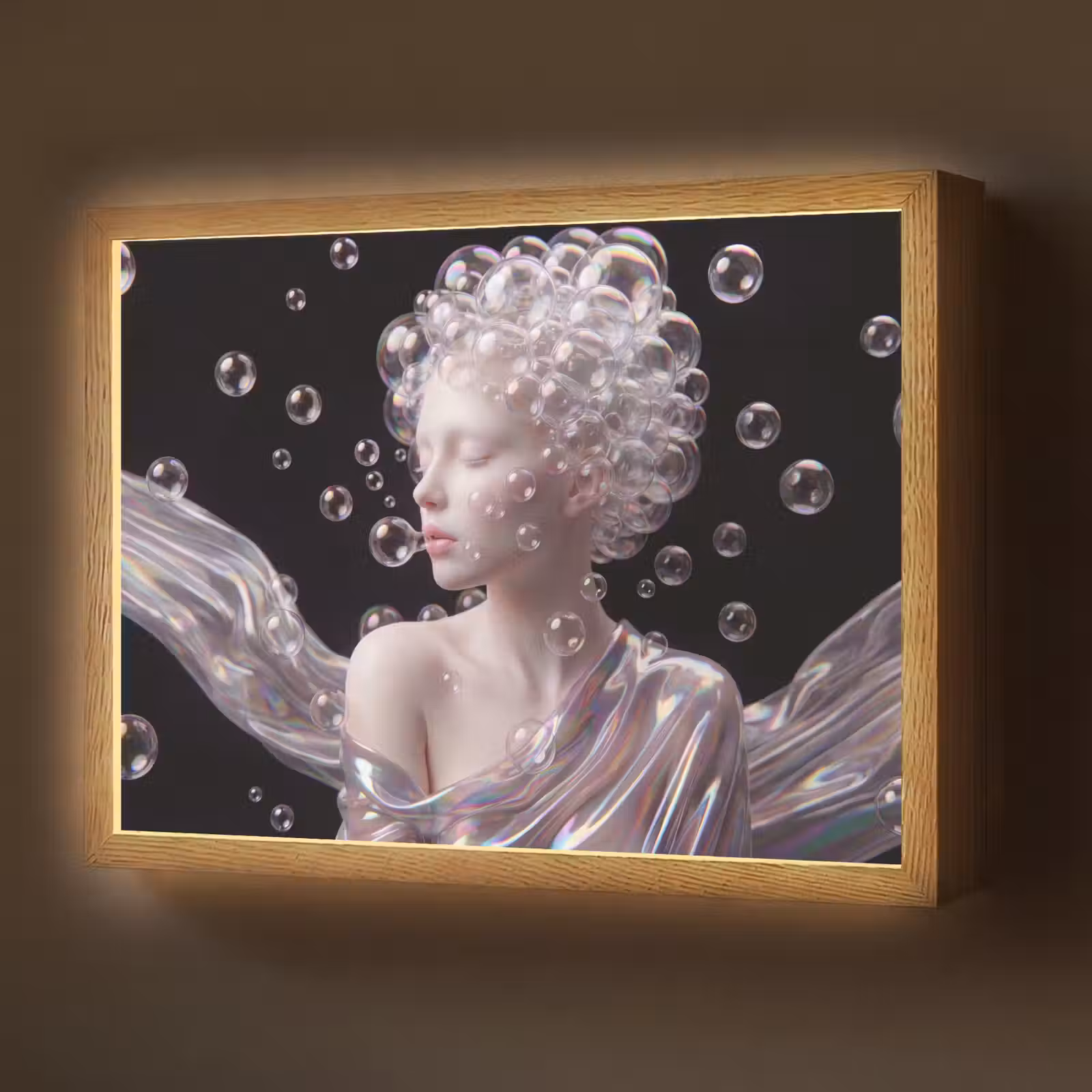 Lightbox - Wandlamp - Vrouw - Bellen - Abstract - Kleurrijk — 1