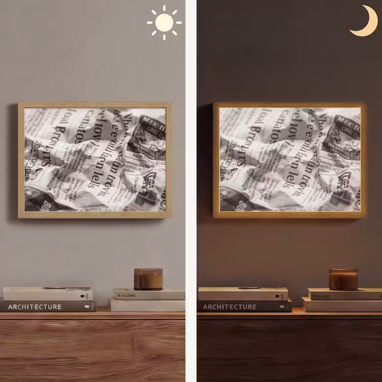 Lightbox - Wandlamp - Krant - Gekreukeld - Textuur - Vintage - Zwart-wit — 6