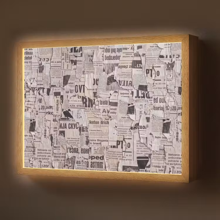 Lightbox - Wandlamp - Krant - Gescheurd - Textuur - Abstract - Zwart-wit — 1