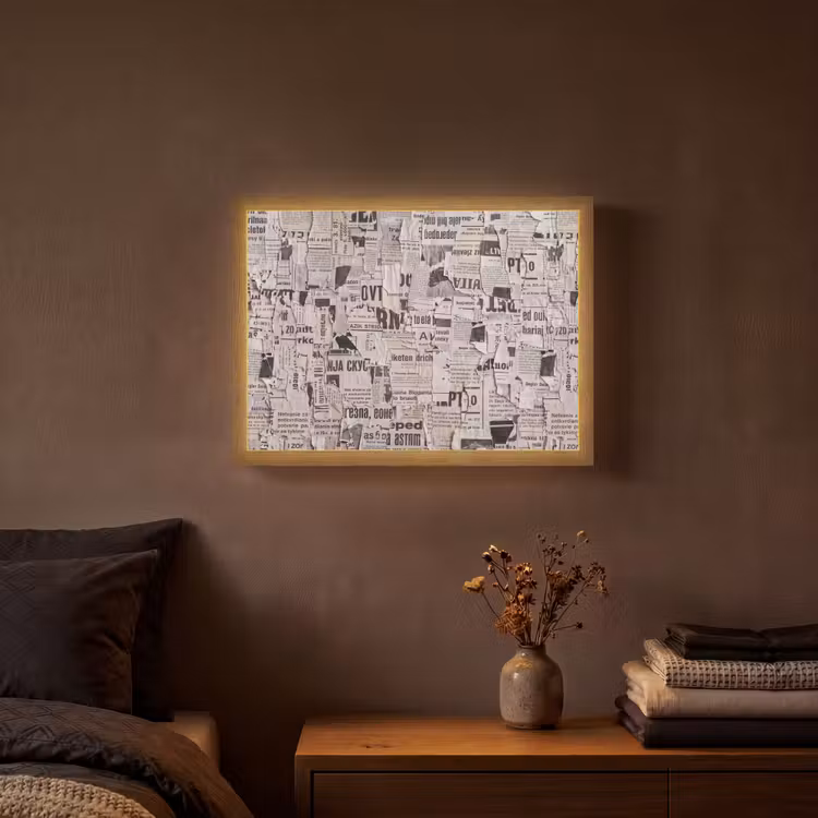 Lightbox - Wandlamp - Krant - Gescheurd - Textuur - Abstract - Zwart-wit — 3