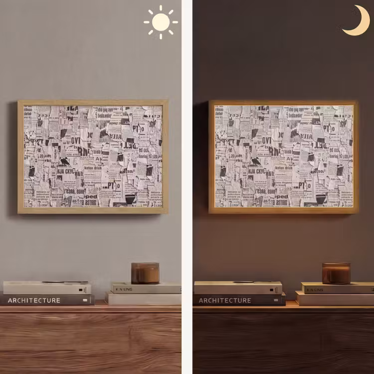 Lightbox - Wandlamp - Krant - Gescheurd - Textuur - Abstract - Zwart-wit — 6