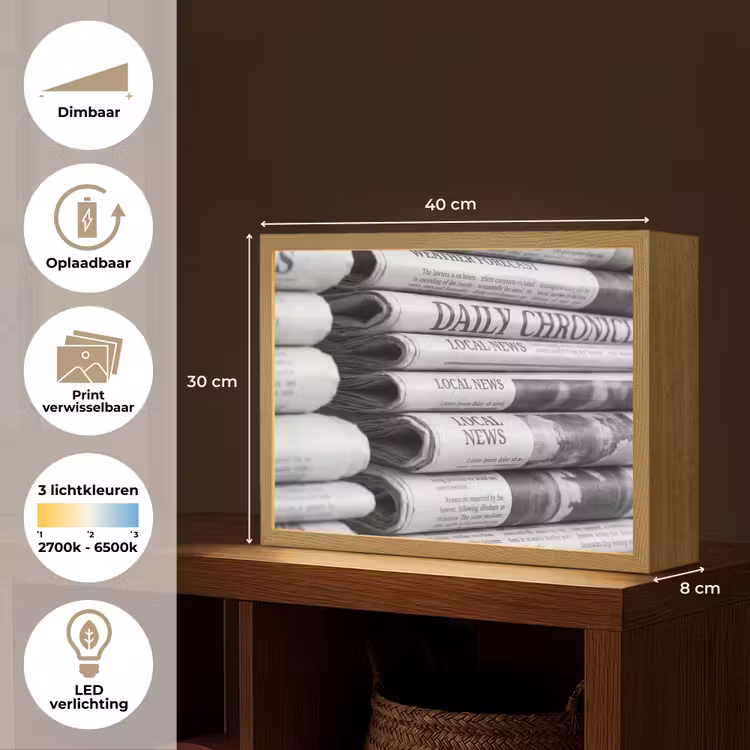 Lightbox - Wandlamp - Krant - Stapel - Nieuws - Zwart-wit - Media — 10