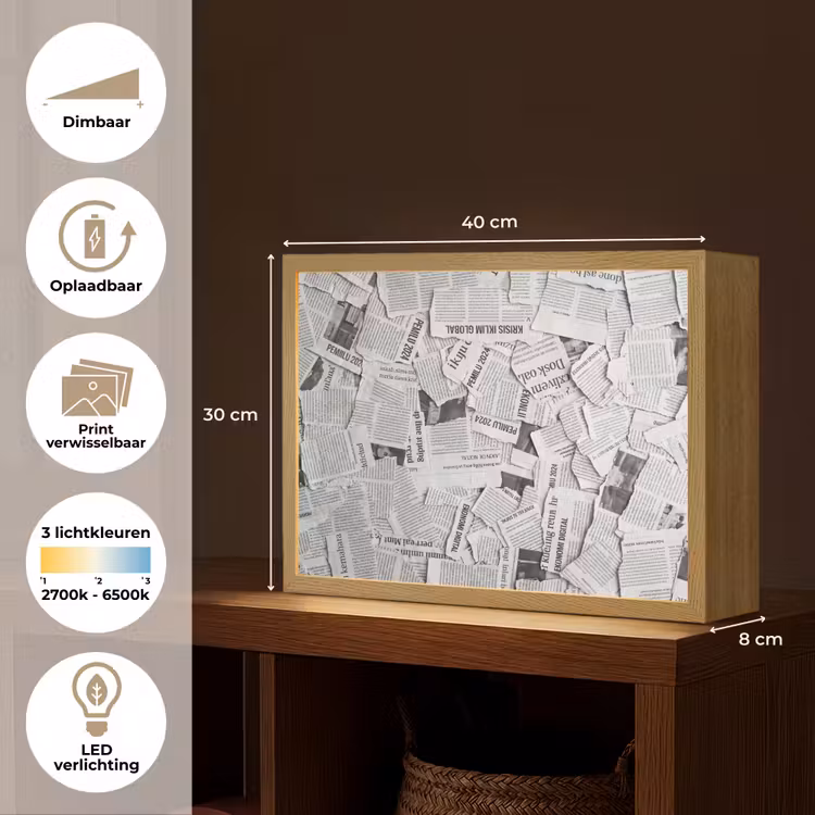 Lightbox - Wandlamp - Krant - Versnipperd - Textuur - Zwart-wit - Abstract — 10