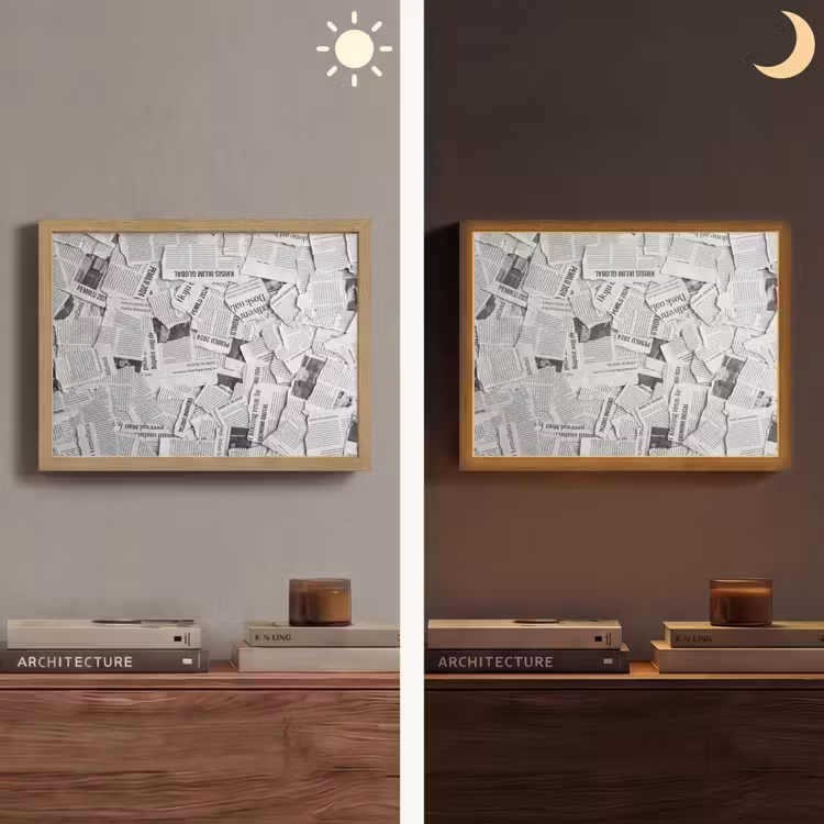 Lightbox - Wandlamp - Krant - Versnipperd - Textuur - Zwart-wit - Abstract — 6