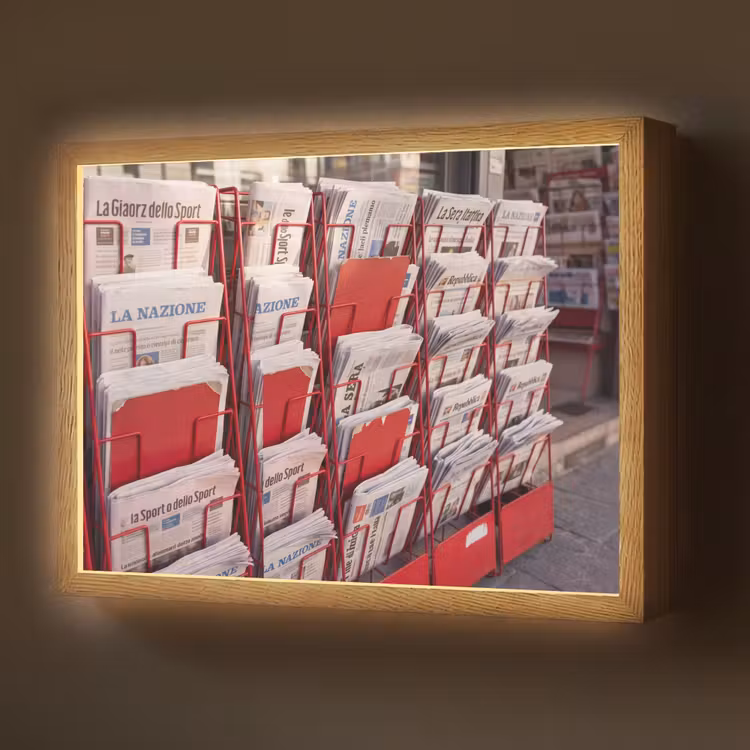 Lightbox - Wandlamp - Kranten - Rek - Stedelijk - Dagelijks leven - Rood — 1