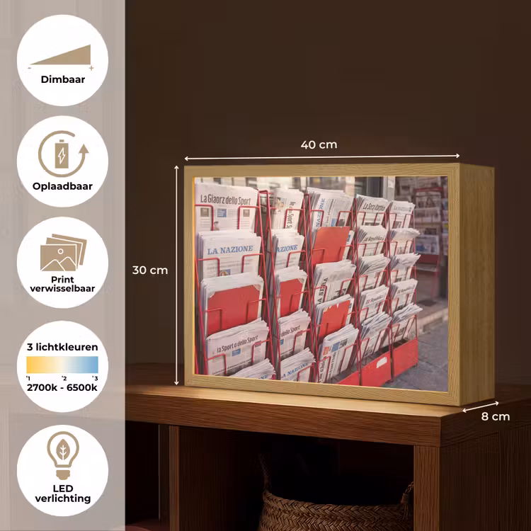 Lightbox - Wandlamp - Kranten - Rek - Stedelijk - Dagelijks leven - Rood — 10