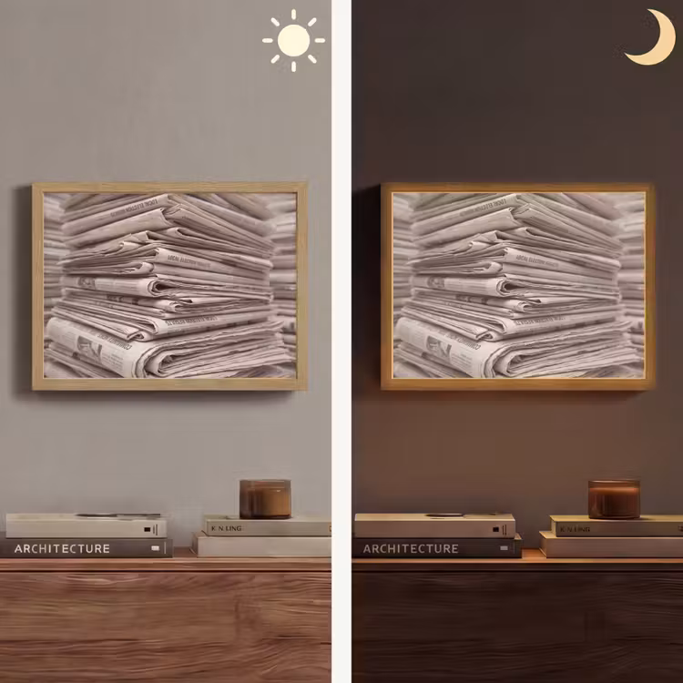 Lightbox - Wandlamp - Kranten - Stapel - Nieuws - Vintage - Beige — 6