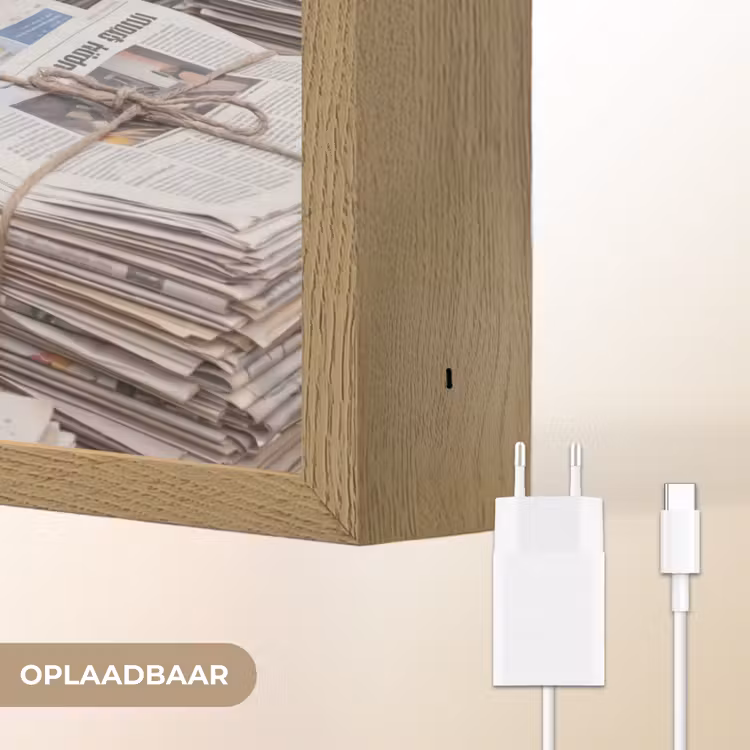 Lightbox - Wandlamp - Kranten - Stapels - Touw - Informatie - Vintage — 7