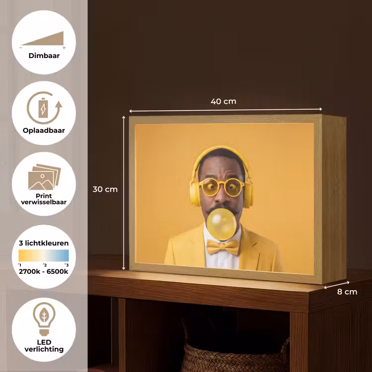 Lightbox - Wandlamp - Man - Bubblegum - Portret - Geel - Modern — 10