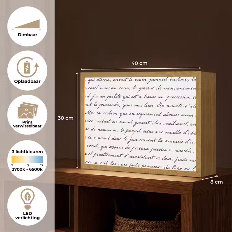 Lightbox - Wandlamp - Tekst - Handschrift - Klassiek - ZwartWit — 10