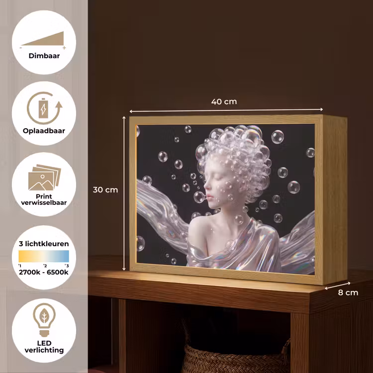 Lightbox - Wandlamp - Vrouw - Bellen - Abstract - Kleurrijk — 10