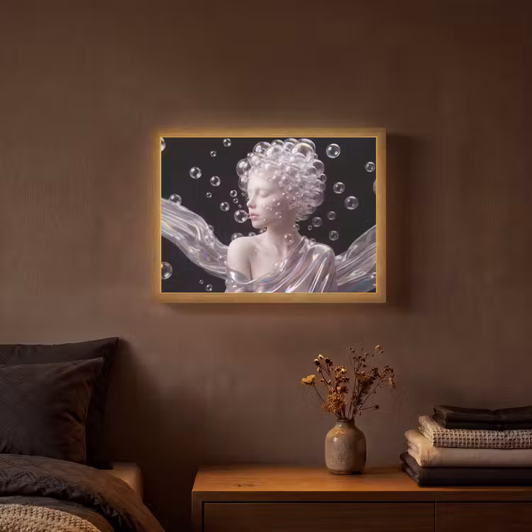 Lightbox - Wandlamp - Vrouw - Bellen - Abstract - Kleurrijk — 3