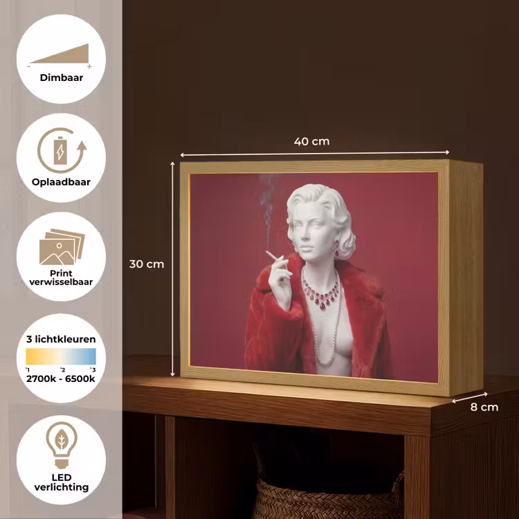 Lightbox - Wandlamp - Vrouw - Bontjas - Mode - Klassiek - Rood — 10