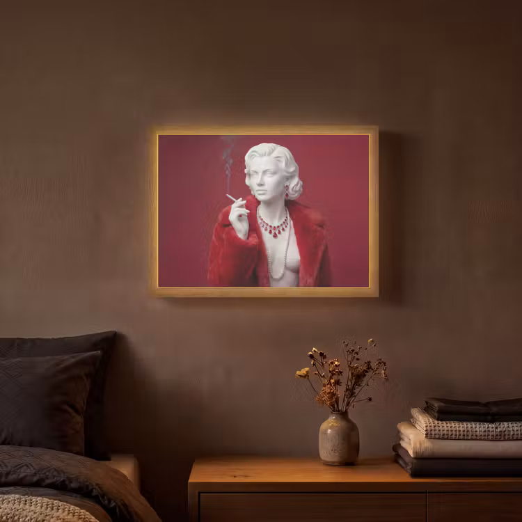 Lightbox - Wandlamp - Vrouw - Bontjas - Mode - Klassiek - Rood — 3