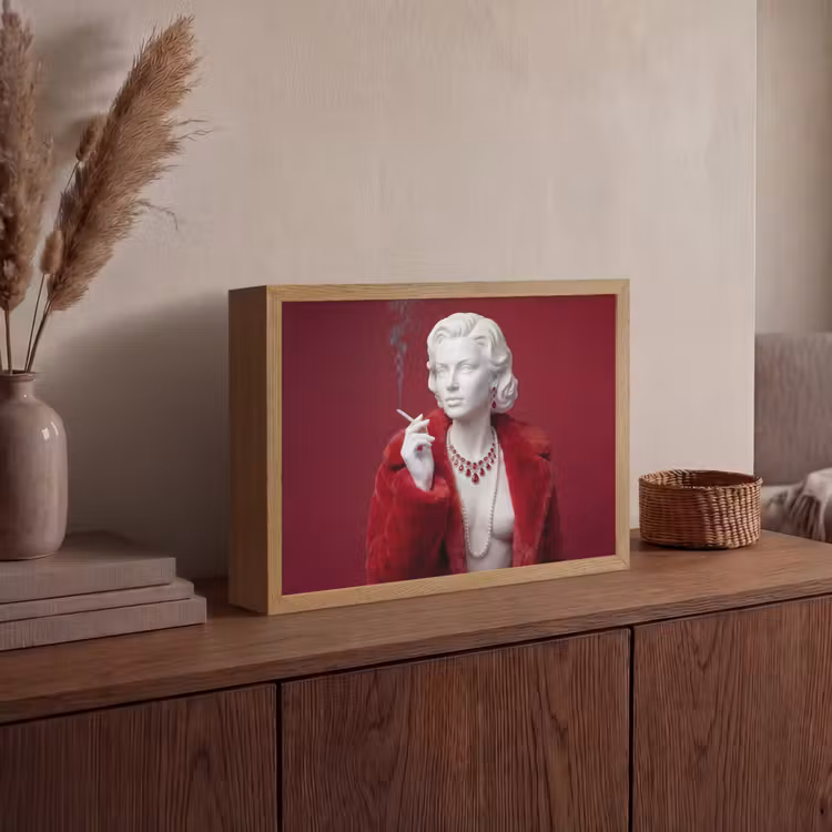 Lightbox - Wandlamp - Vrouw - Bontjas - Mode - Klassiek - Rood — 4