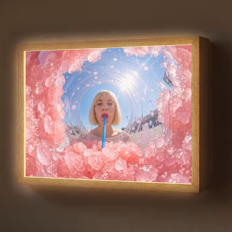 Lightbox - Wandlamp - Vrouw - Drank - Zomer - Roze - Blauw — 1