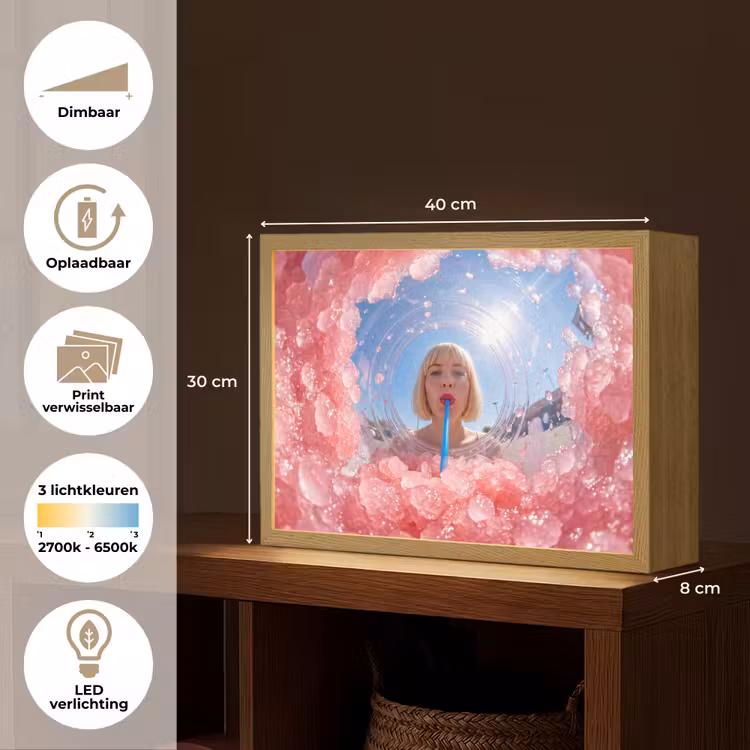 Lightbox - Wandlamp - Vrouw - Drank - Zomer - Roze - Blauw — 10