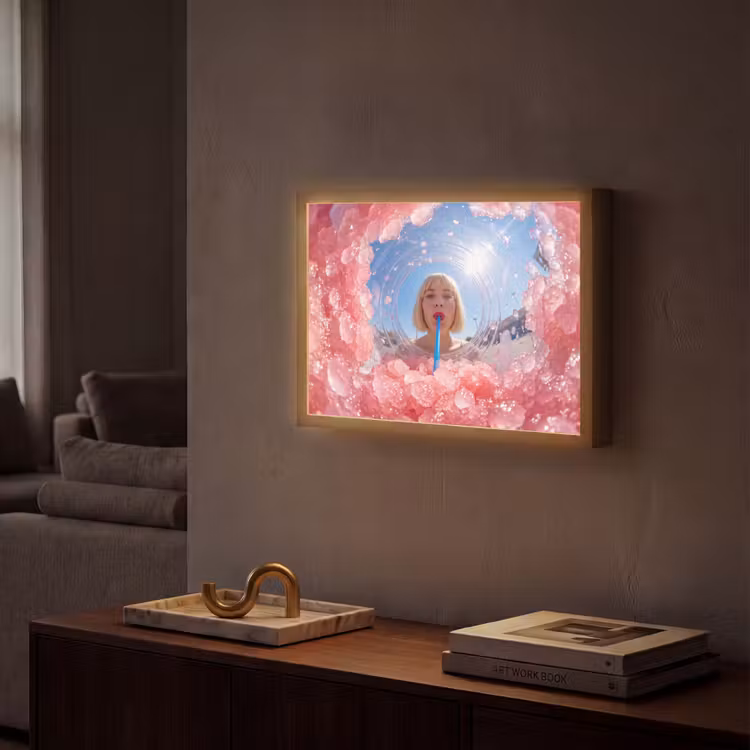 Lightbox - Wandlamp - Vrouw - Drank - Zomer - Roze - Blauw — 2