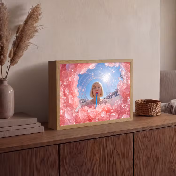 Lightbox - Wandlamp - Vrouw - Drank - Zomer - Roze - Blauw — 4