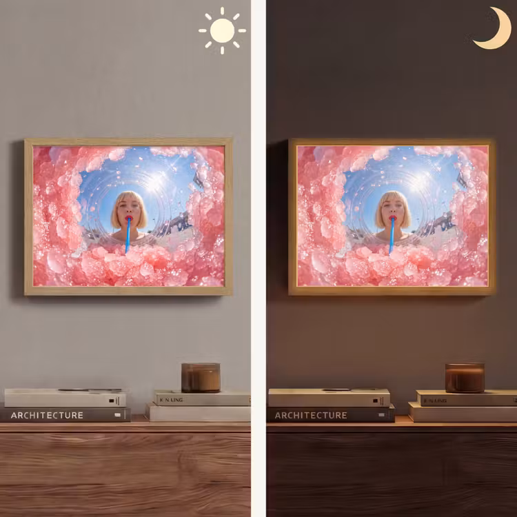 Lightbox - Wandlamp - Vrouw - Drank - Zomer - Roze - Blauw — 6