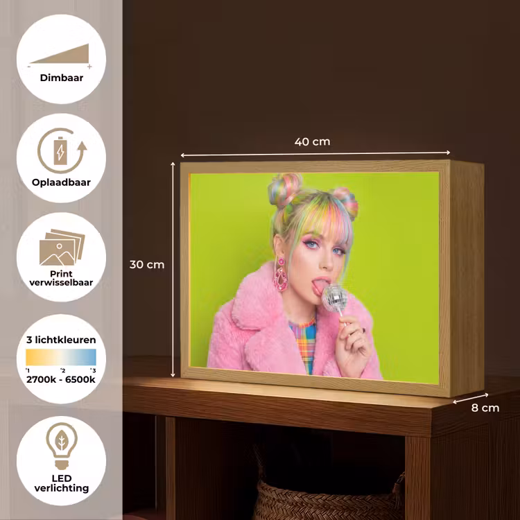 Lightbox - Wandlamp - Vrouw - Kleurrijk haar - Pop art - Modern - Levendig — 10
