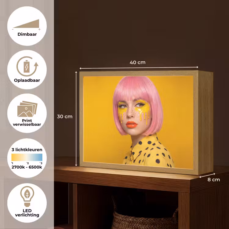 Lightbox - Wandlamp - Vrouw - Portret - Abstract - Kleurrijk - Geel — 10