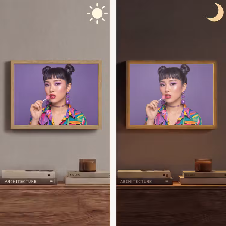 Lightbox - Wandlamp - Vrouw - Portret - Make-up - Paars - Levendig — 6