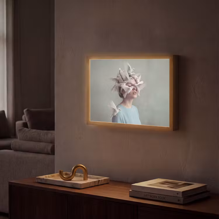 Lightbox - Wandlamp - Vrouw - Vogels - Abstract - Modern - Wit — 2