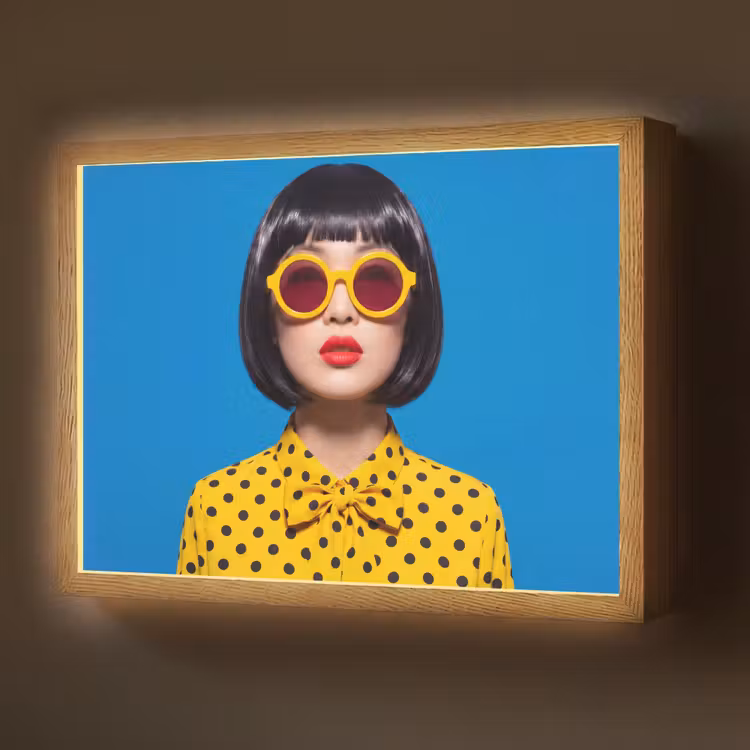 Lightbox - Wandlamp - Vrouw - Zonnebril - Pop Art - Portret - Geel — 1