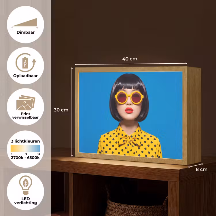 Lightbox - Wandlamp - Vrouw - Zonnebril - Pop Art - Portret - Geel — 10