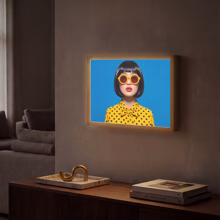 Lightbox - Wandlamp - Vrouw - Zonnebril - Pop Art - Portret - Geel — 2