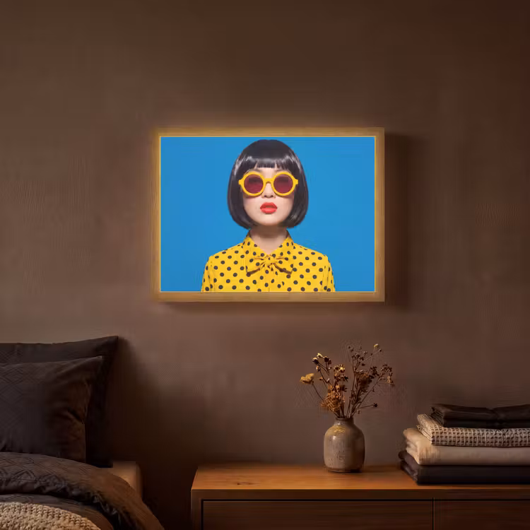 Lightbox - Wandlamp - Vrouw - Zonnebril - Pop Art - Portret - Geel — 3