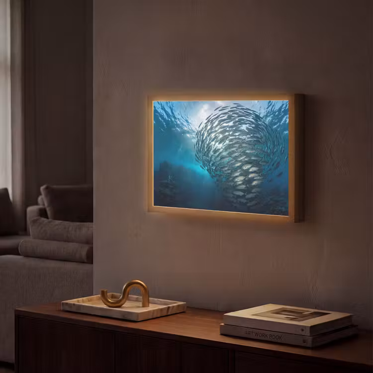 Lightbox - Wandlamp - Vis - School - Oceaan - Natuur - Blauw — 2