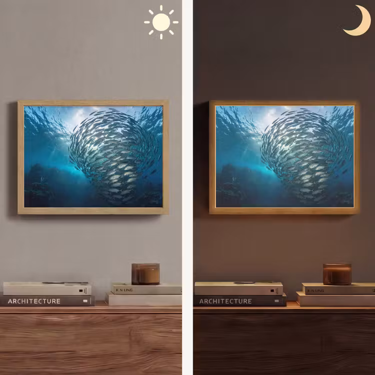 Lightbox - Wandlamp - Vis - School - Oceaan - Natuur - Blauw — 6