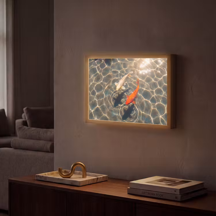 Lightbox - Wandlamp - Vis - Water - Dieren - Oranje - Goud — 2