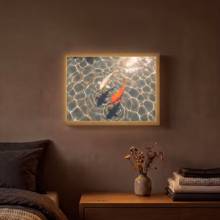 Lightbox - Wandlamp - Vis - Water - Dieren - Oranje - Goud — 3
