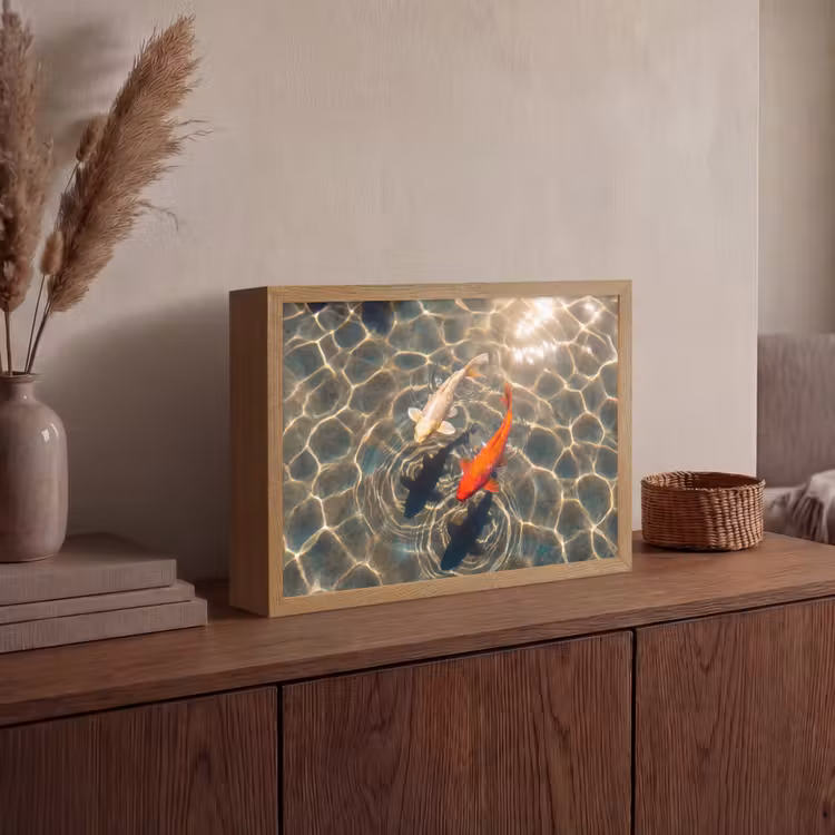 Lightbox - Wandlamp - Vis - Water - Dieren - Oranje - Goud — 4