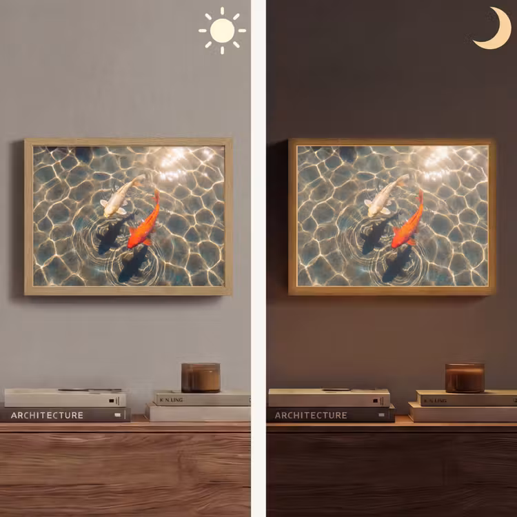 Lightbox - Wandlamp - Vis - Water - Dieren - Oranje - Goud — 6