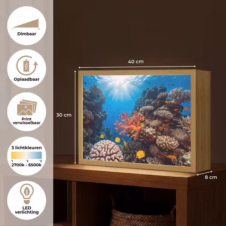 Lightbox - Wandlamp - Zee - Koraalrif - Natuur - Levendig - Blauw — 10