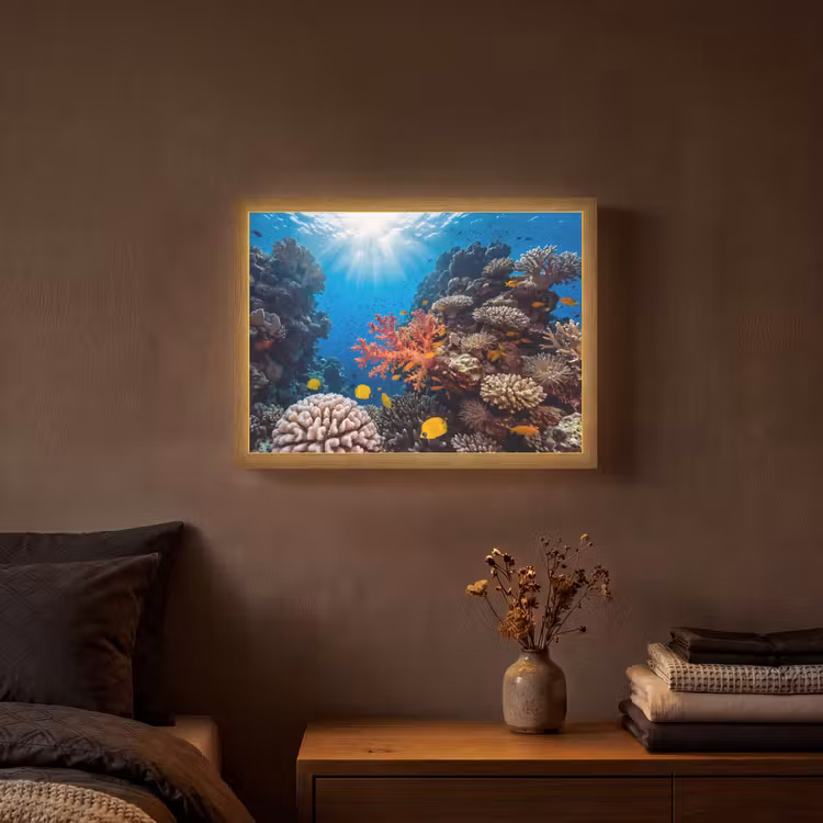 Lightbox - Wandlamp - Zee - Koraalrif - Natuur - Levendig - Blauw — 3