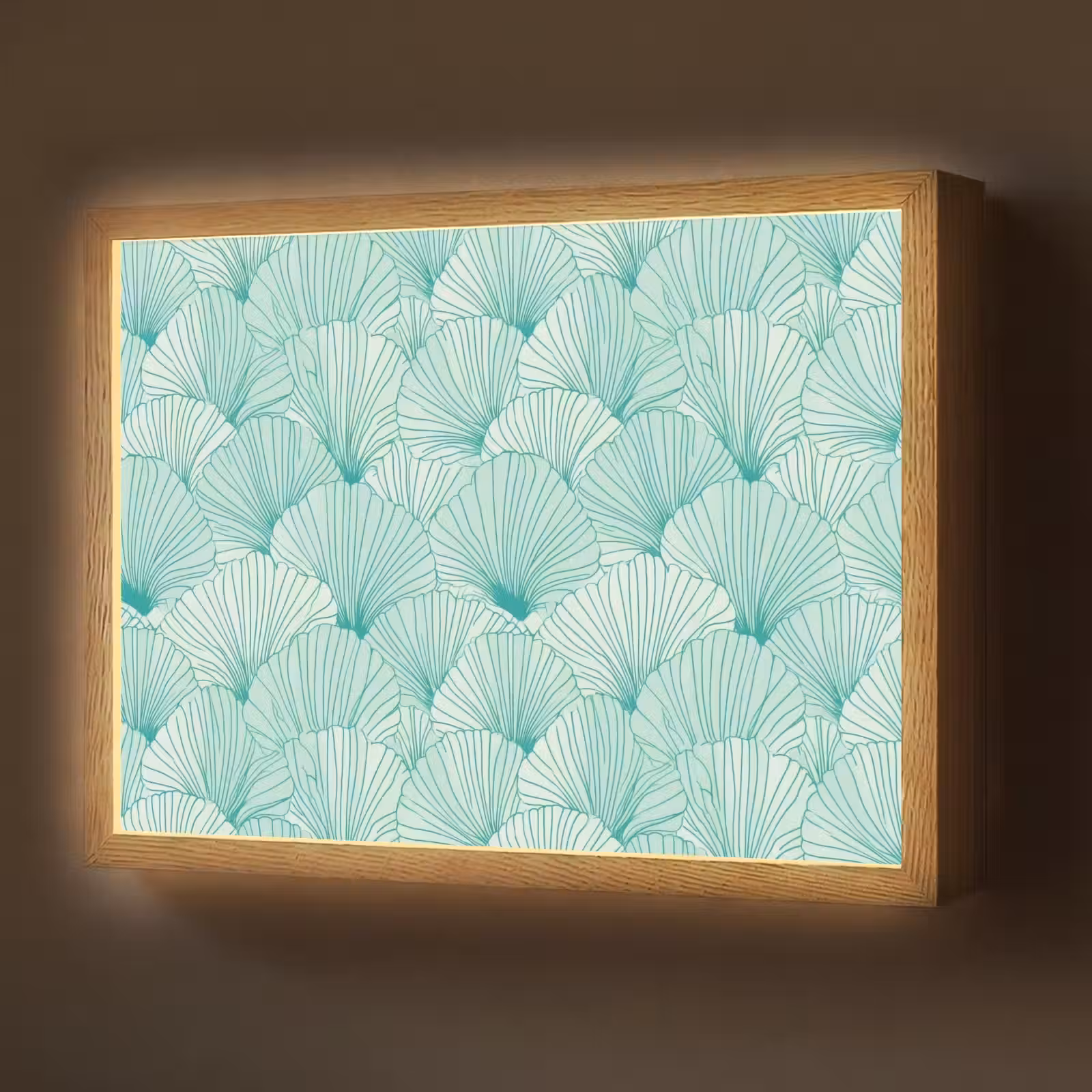 Lightbox - Wandlamp - Groen - Wit - Ginko - Getekend - Textuur — 1