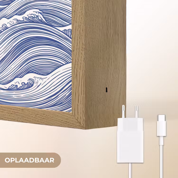Lightbox - Wandlamp - Golf - Japans - Zee - Illustratie - Blauw — 7